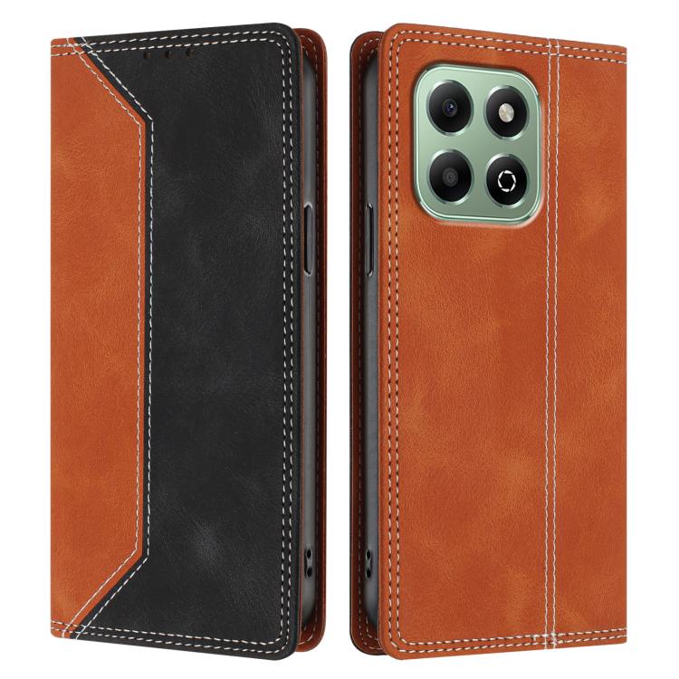 For Honor X6b Skin Feel Two-tone RFID Blocking Vegan Leather Phone Case