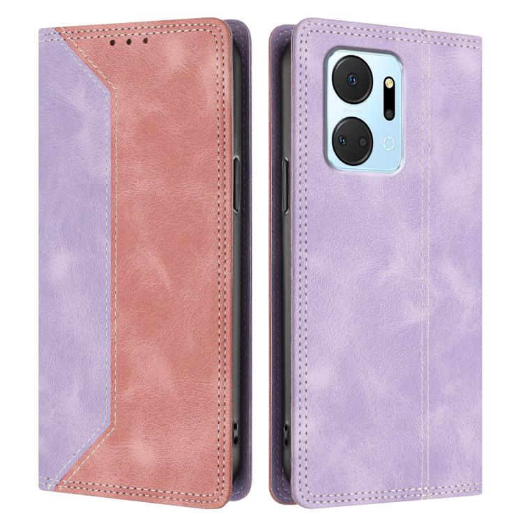 For Honor X7a 4G / Play7T 5G Skin Feel Two-tone RFID Blocking Vegan Leather Phone Case