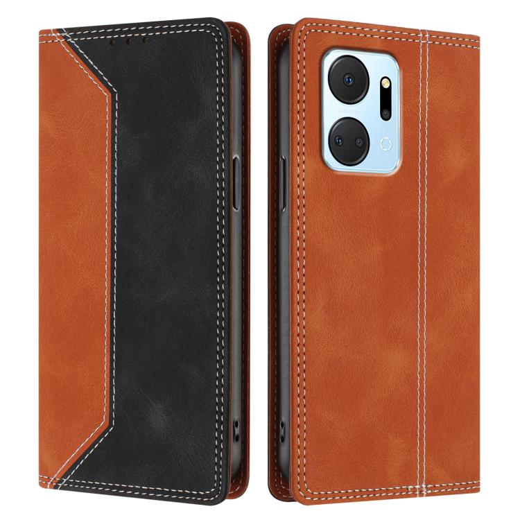 For Honor X7a 4G / Play7T 5G Skin Feel Two-tone RFID Blocking Vegan Leather Phone Case