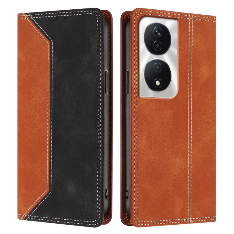 For Honor X7b 4G / 5G / 90 Smart 5G Skin Feel Two-tone RFID Blocking Vegan Leather Phone Case