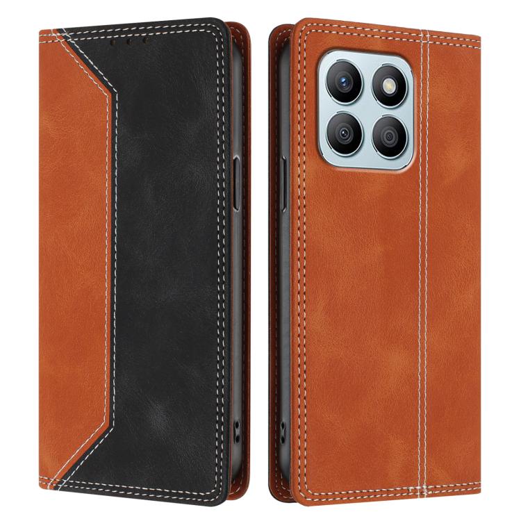 For Honor X8b 4G Skin Feel Two-tone RFID Blocking Vegan Leather Phone Case