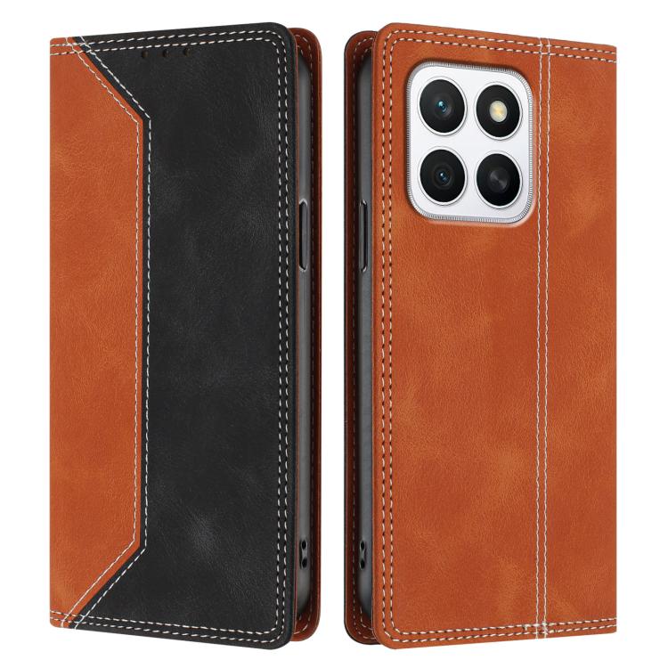 For Honor X8c Skin Feel Two-tone RFID Blocking Vegan Leather Phone Case