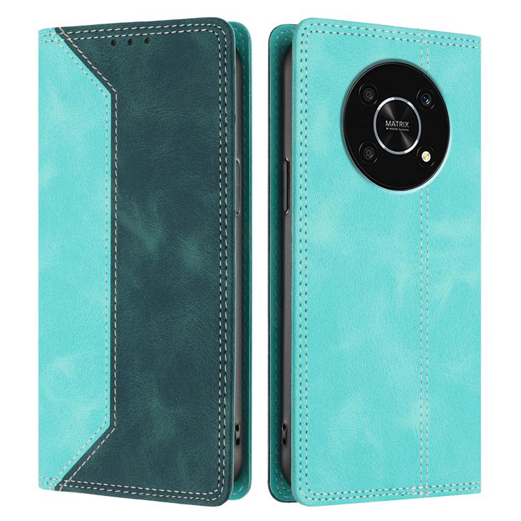 For Honor X9  5G / 4G Skin Feel Two-tone RFID Blocking Vegan Leather Phone Case