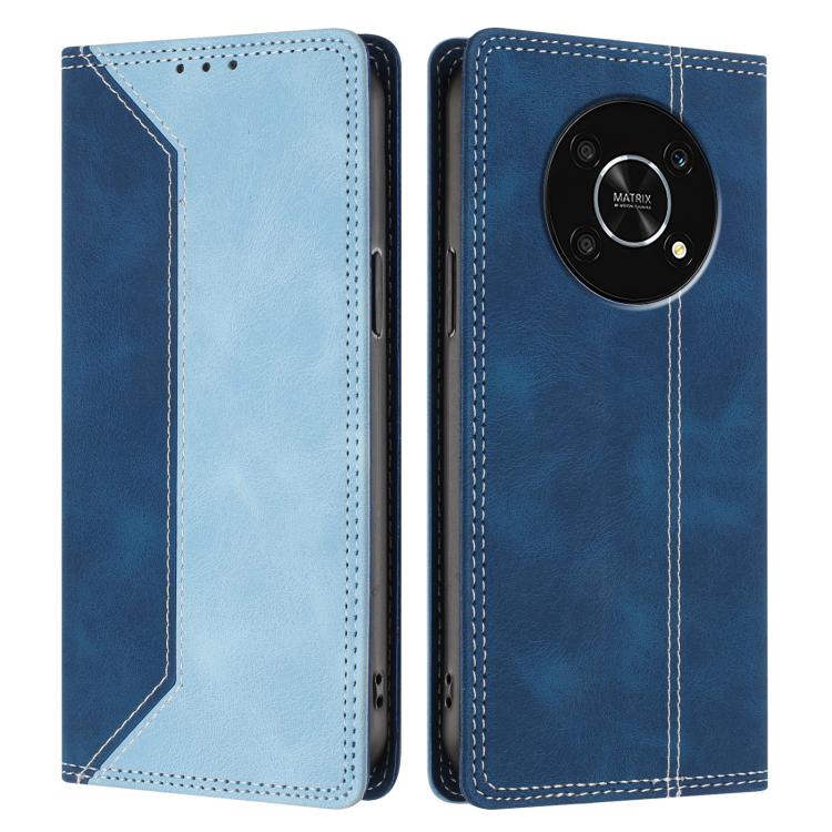 For Honor X9  5G / 4G Skin Feel Two-tone RFID Blocking Vegan Leather Phone Case