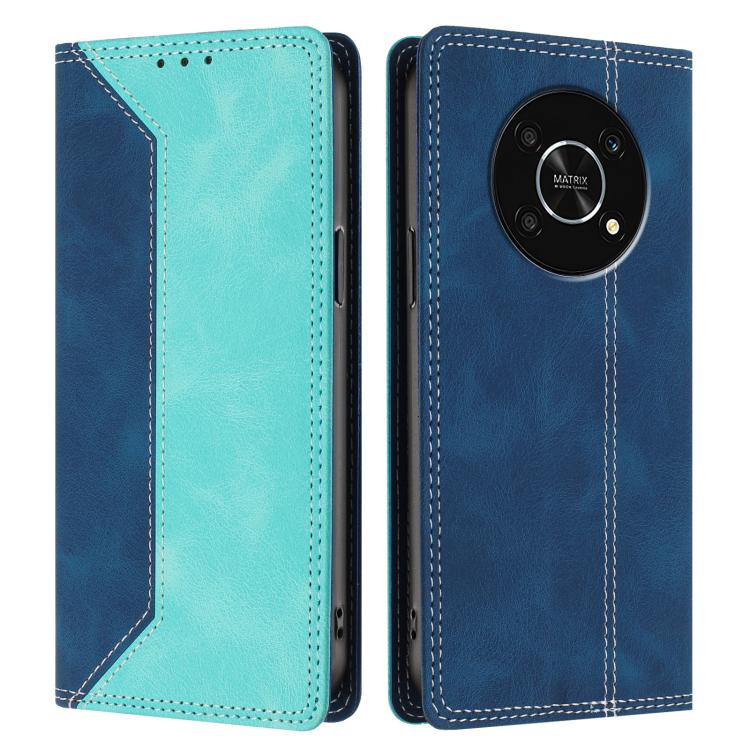 For Honor X9  5G / 4G Skin Feel Two-tone RFID Blocking Vegan Leather Phone Case