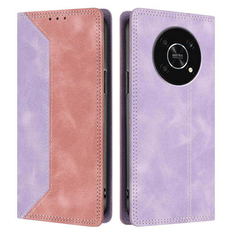 For Honor X9  5G / 4G Skin Feel Two-tone RFID Blocking Vegan Leather Phone Case