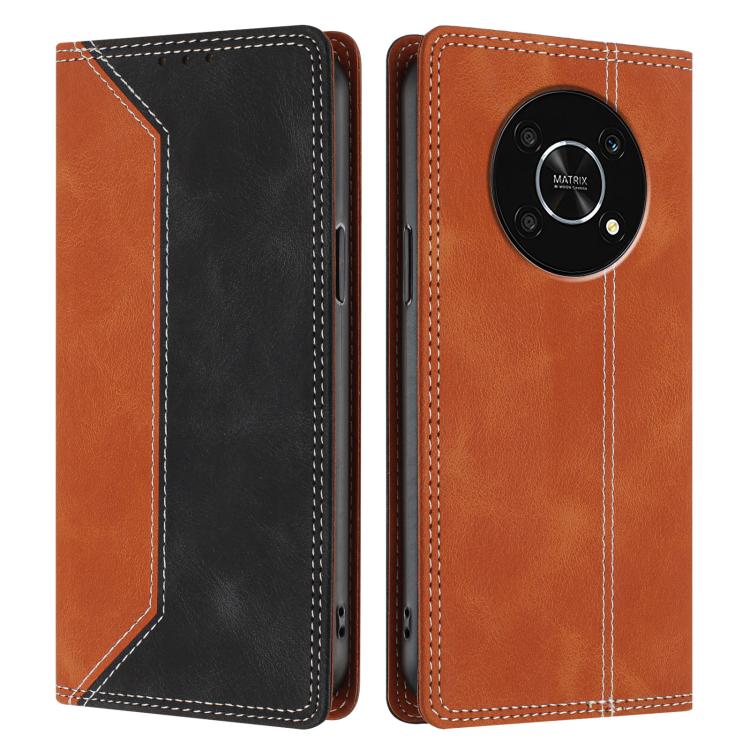 For Honor X9  5G / 4G Skin Feel Two-tone RFID Blocking Vegan Leather Phone Case