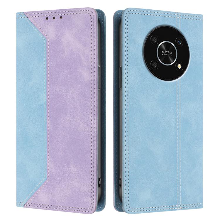For Honor X9  5G / 4G Skin Feel Two-tone RFID Blocking Vegan Leather Phone Case