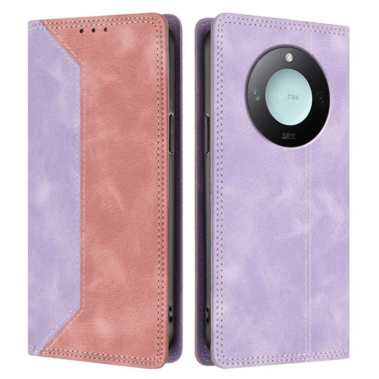 For Honor X9c Smart Skin Feel Two-tone RFID Blocking Vegan Leather Phone Case