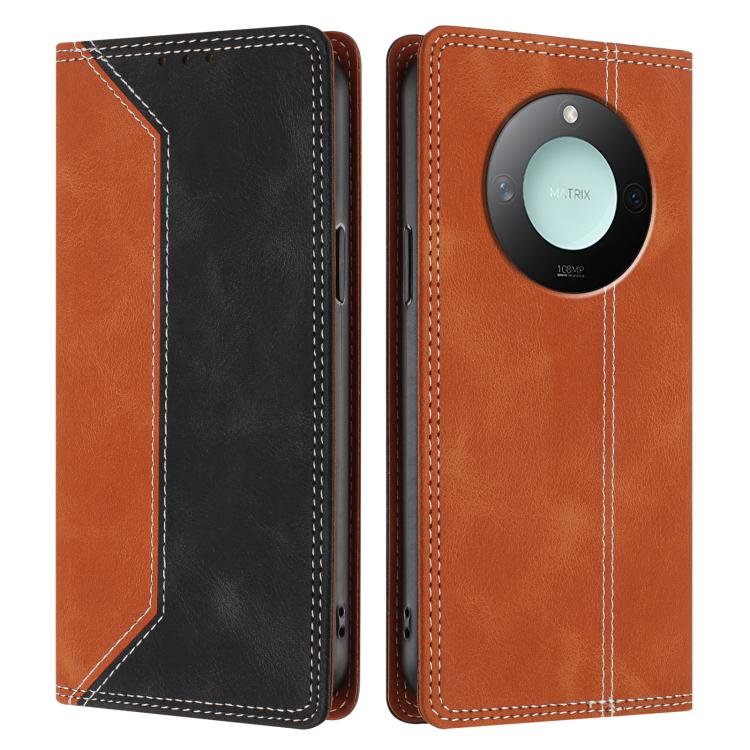 For Honor X9c Smart Skin Feel Two-tone RFID Blocking Vegan Leather Phone Case