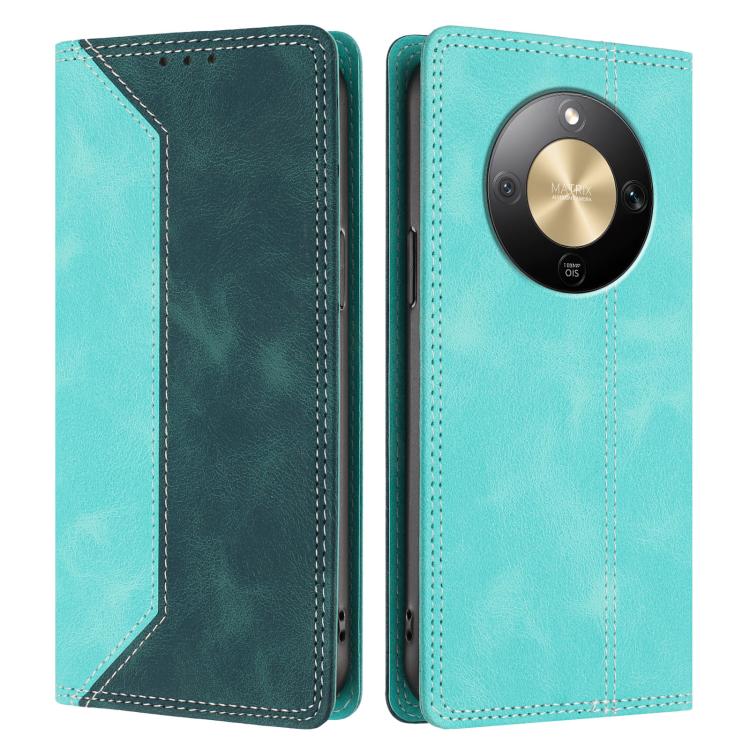 For Honor X9d / Magic 8 Lite / X70 5G Skin Feel Two-tone RFID Blocking Vegan Leather Phone Case