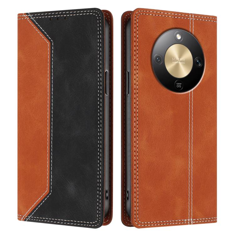 For Honor X9d / Magic 8 Lite / X70 5G Skin Feel Two-tone RFID Blocking Vegan Leather Phone Case