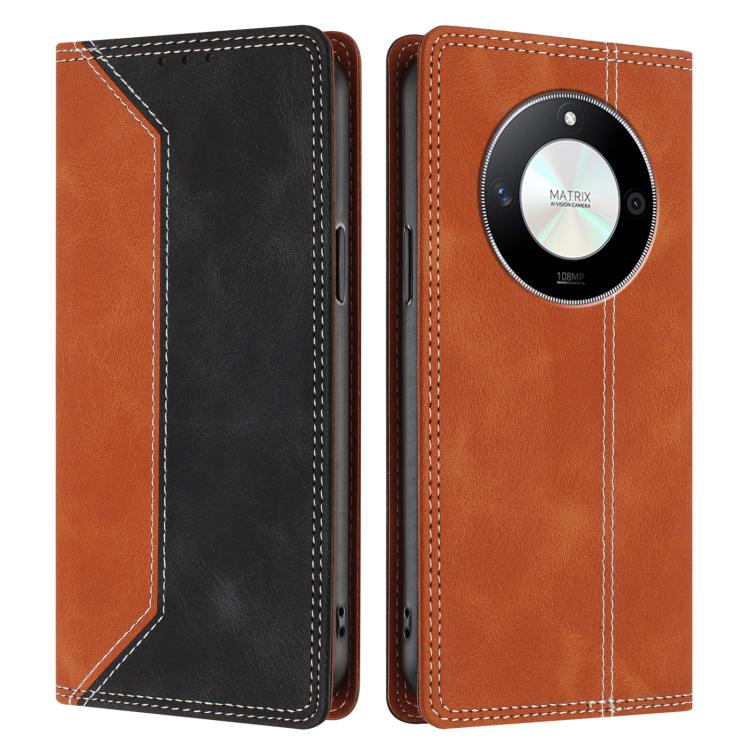 For Honor Magic6 Lite / X9b 5G Skin Feel Two-tone RFID Blocking Vegan Leather Phone Case