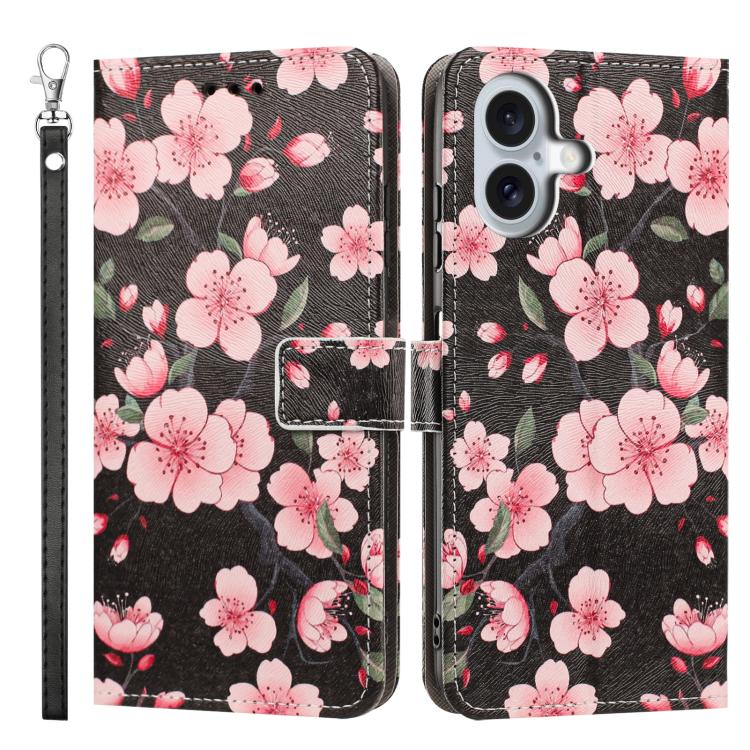 For iPhone 17 Painted Pattern Vegan Leather Phone Case with Strap