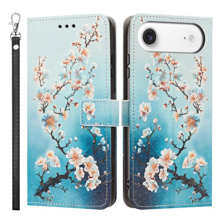 For iPhone Air Painted Pattern Vegan Leather Phone Case with Strap