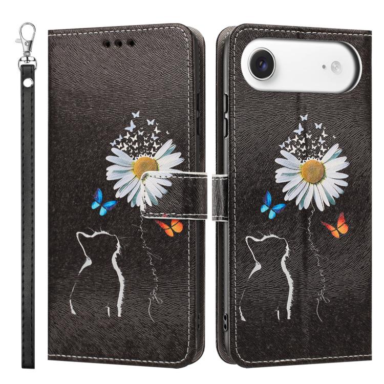 For iPhone Air Painted Pattern Vegan Leather Phone Case with Strap