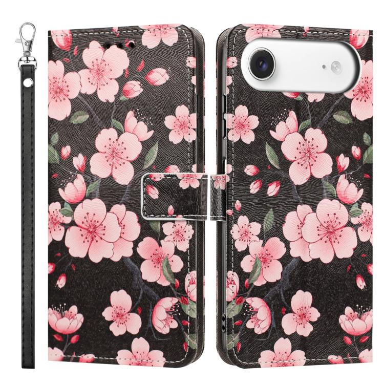 For iPhone Air Painted Pattern Vegan Leather Phone Case with Strap