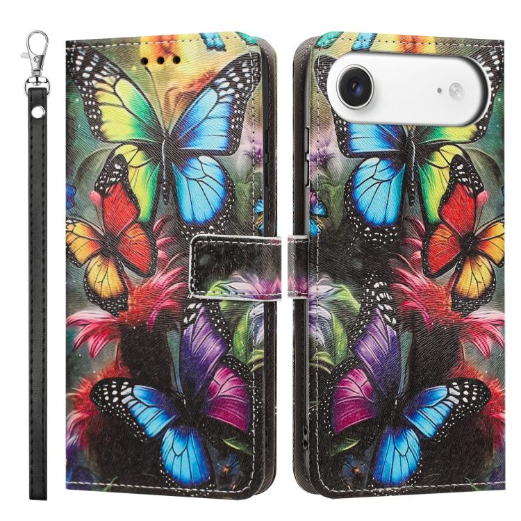 For iPhone Air Painted Pattern Vegan Leather Phone Case with Strap