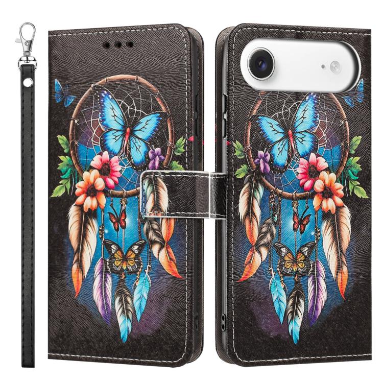 For iPhone Air Painted Pattern Vegan Leather Phone Case with Strap