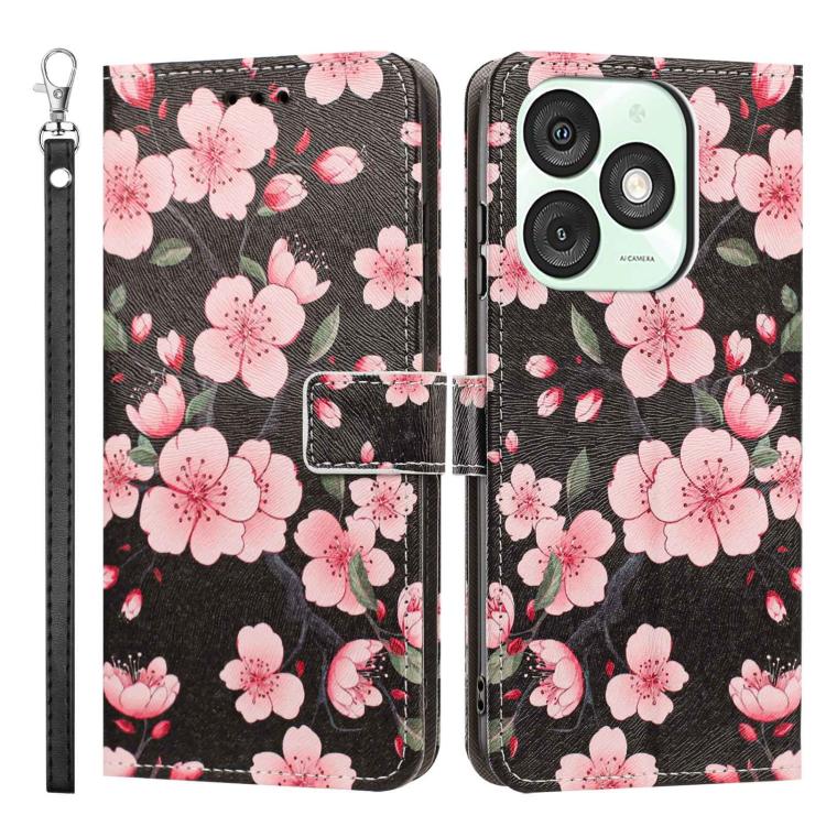 For itel A50 Painted Pattern Vegan Leather Phone Case with Strap