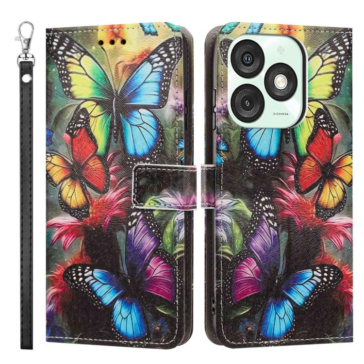 For itel A50 Painted Pattern Vegan Leather Phone Case with Strap