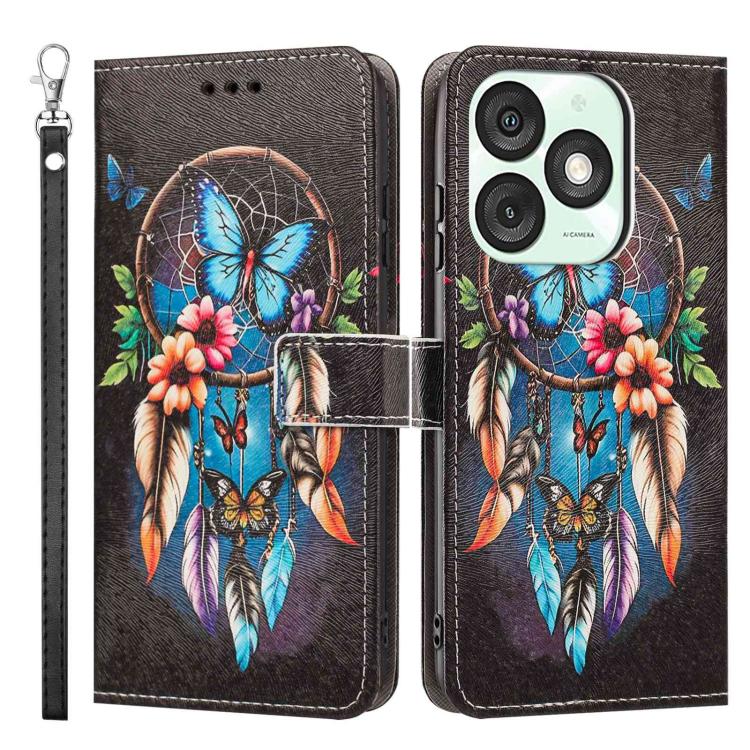 For itel A50 Painted Pattern Vegan Leather Phone Case with Strap