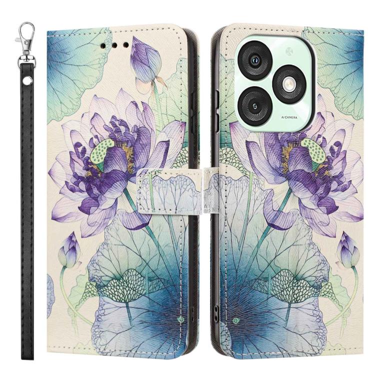 For itel A50 Painted Pattern Vegan Leather Phone Case with Strap