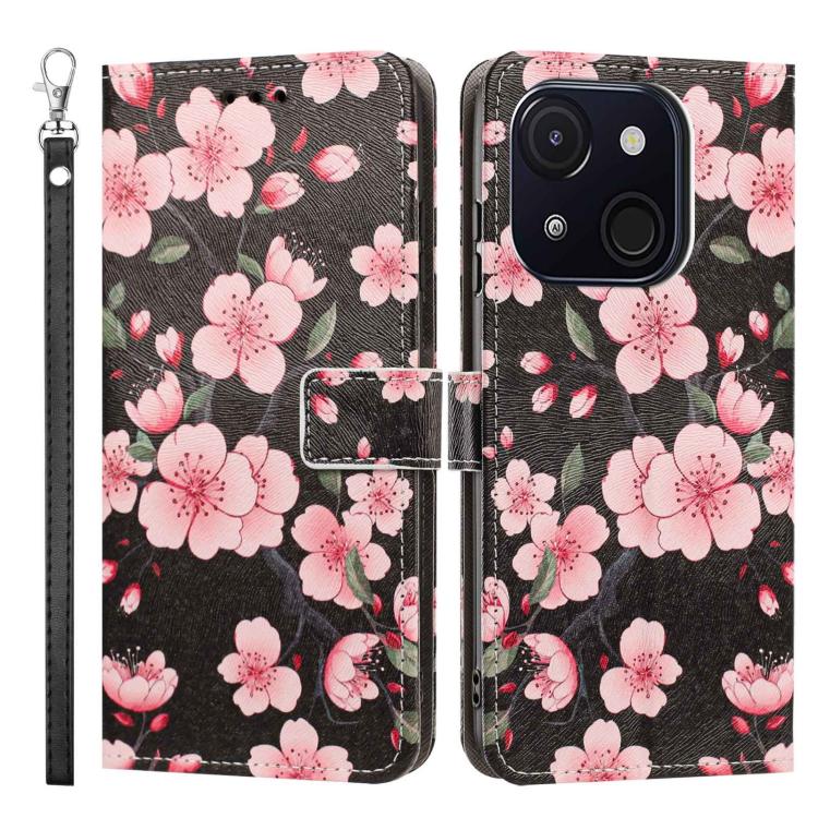For itel A50C Painted Pattern Vegan Leather Phone Case with Strap