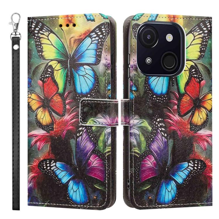For itel A50C Painted Pattern Vegan Leather Phone Case with Strap