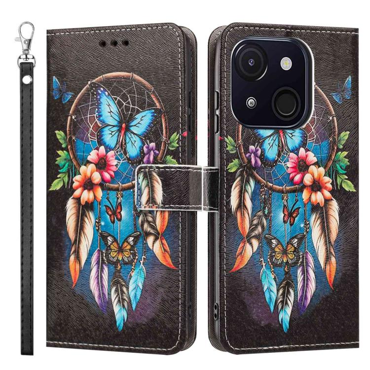 For itel A50C Painted Pattern Vegan Leather Phone Case with Strap