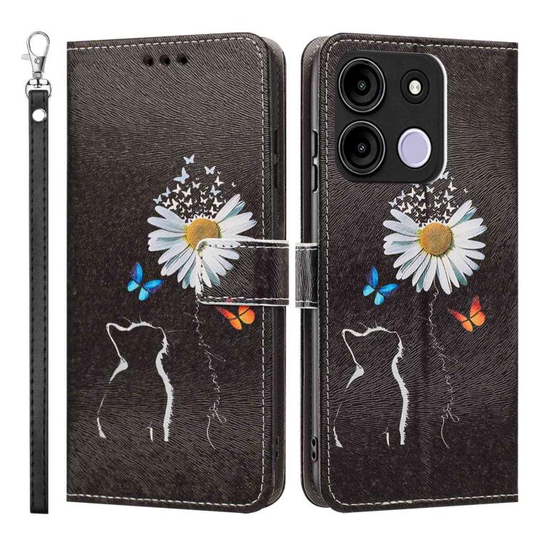 For itel A60 / A60s Painted Pattern Vegan Leather Phone Case with Strap
