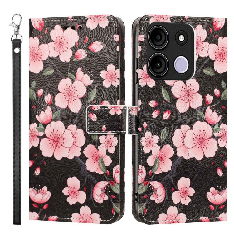 For itel A60 / A60s Painted Pattern Vegan Leather Phone Case with Strap