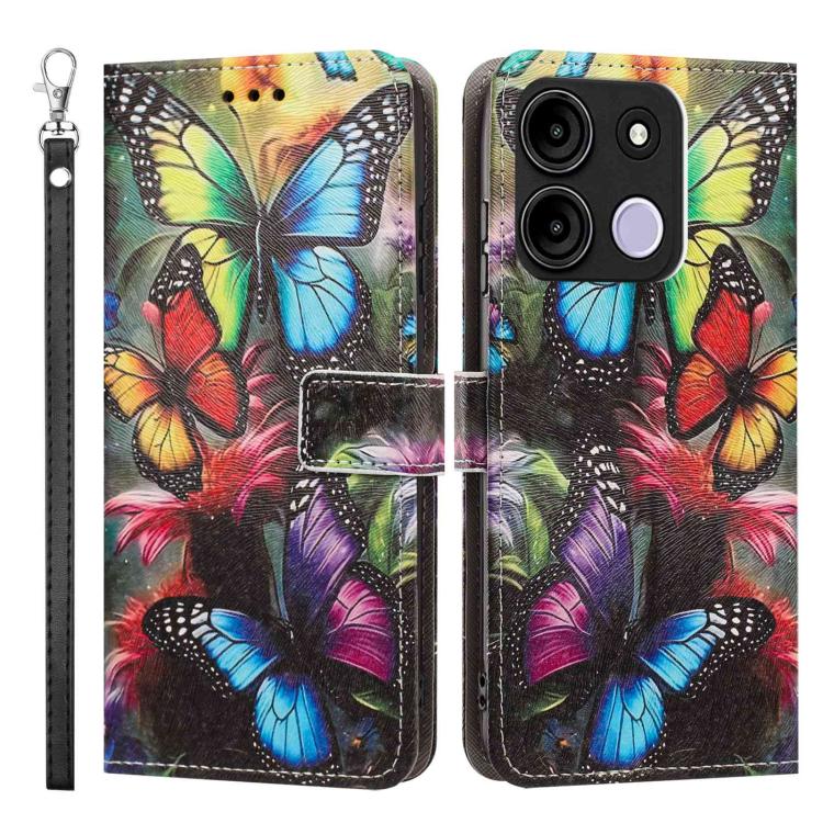 For itel A60 / A60s Painted Pattern Vegan Leather Phone Case with Strap