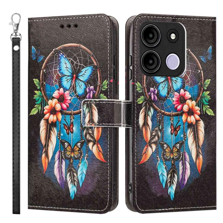 For itel A60 / A60s Painted Pattern Vegan Leather Phone Case with Strap