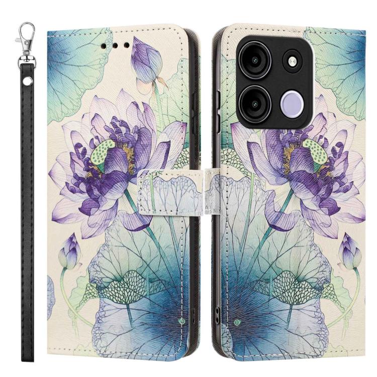For itel A60 / A60s Painted Pattern Vegan Leather Phone Case with Strap