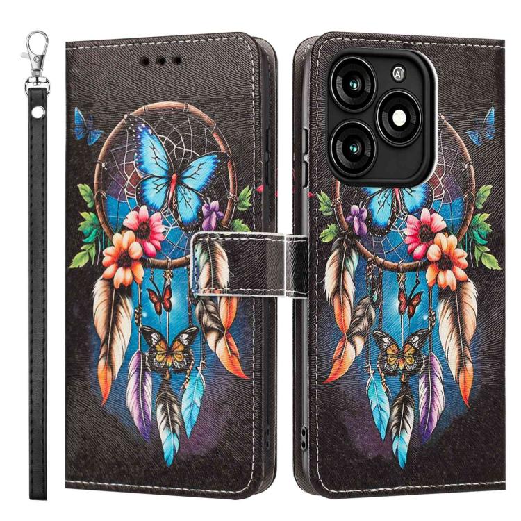For itel A70 Painted Pattern Vegan Leather Phone Case with Strap