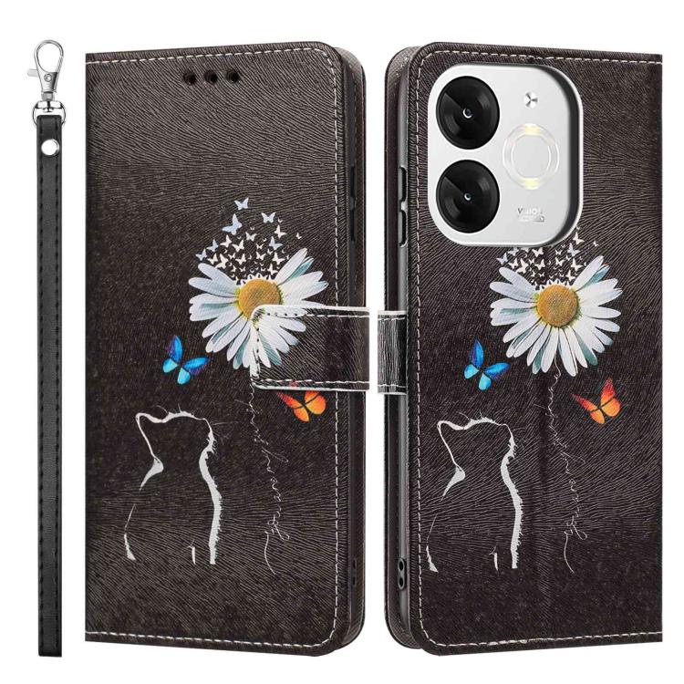 For itel A80 Painted Pattern Vegan Leather Phone Case with Strap