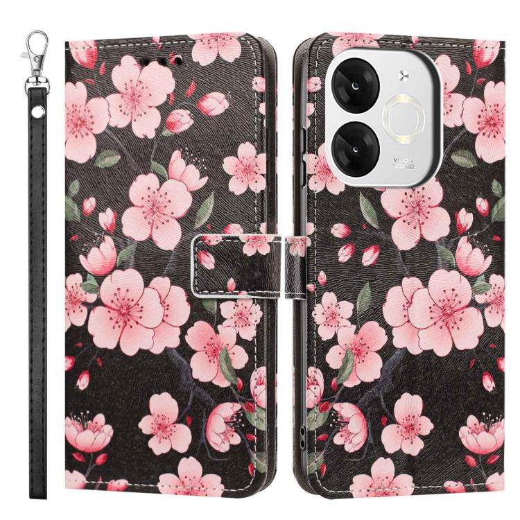 For itel A80 Painted Pattern Vegan Leather Phone Case with Strap