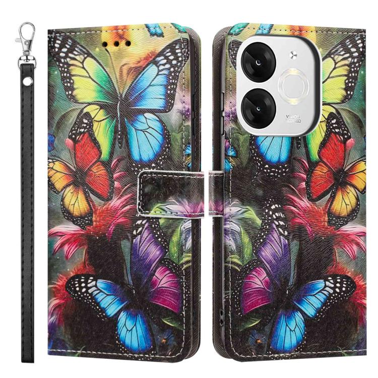 For itel A80 Painted Pattern Vegan Leather Phone Case with Strap