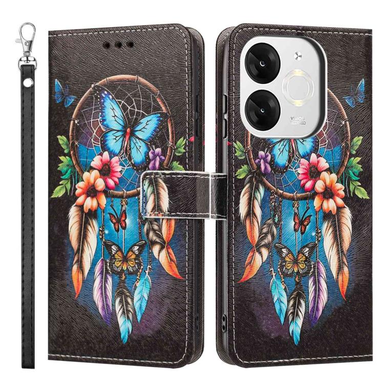 For itel A80 Painted Pattern Vegan Leather Phone Case with Strap