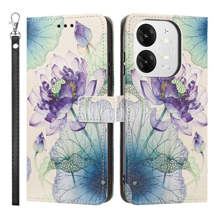 For itel A80 Painted Pattern Vegan Leather Phone Case with Strap