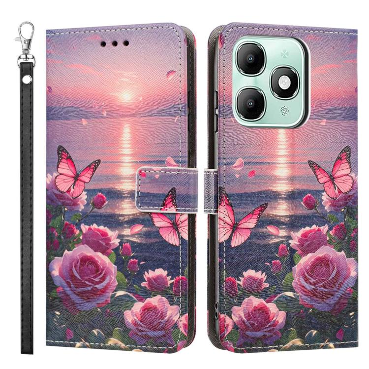 For itel A90 Painted Pattern Vegan Leather Phone Case with Strap