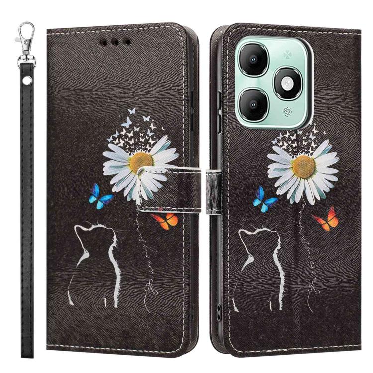 For itel A90 Painted Pattern Vegan Leather Phone Case with Strap
