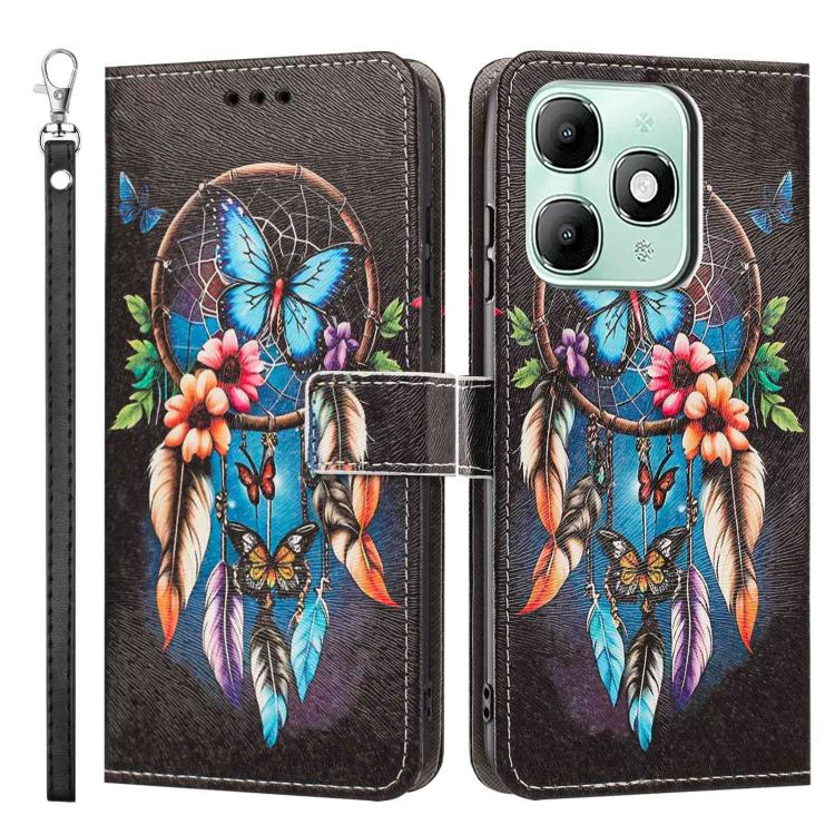 For itel A90 Painted Pattern Vegan Leather Phone Case with Strap