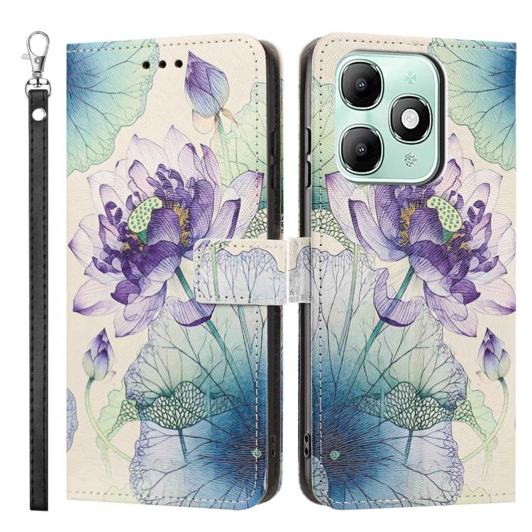 For itel A90 Painted Pattern Vegan Leather Phone Case with Strap