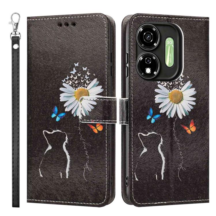 For itel P55 5G Painted Pattern Vegan Leather Phone Case with Strap