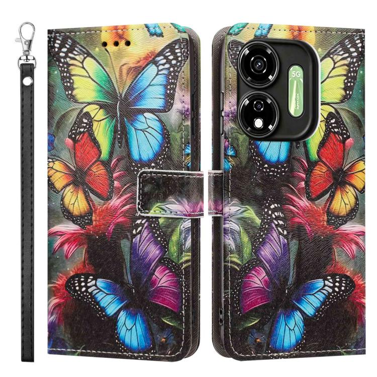 For itel P55 5G Painted Pattern Vegan Leather Phone Case with Strap