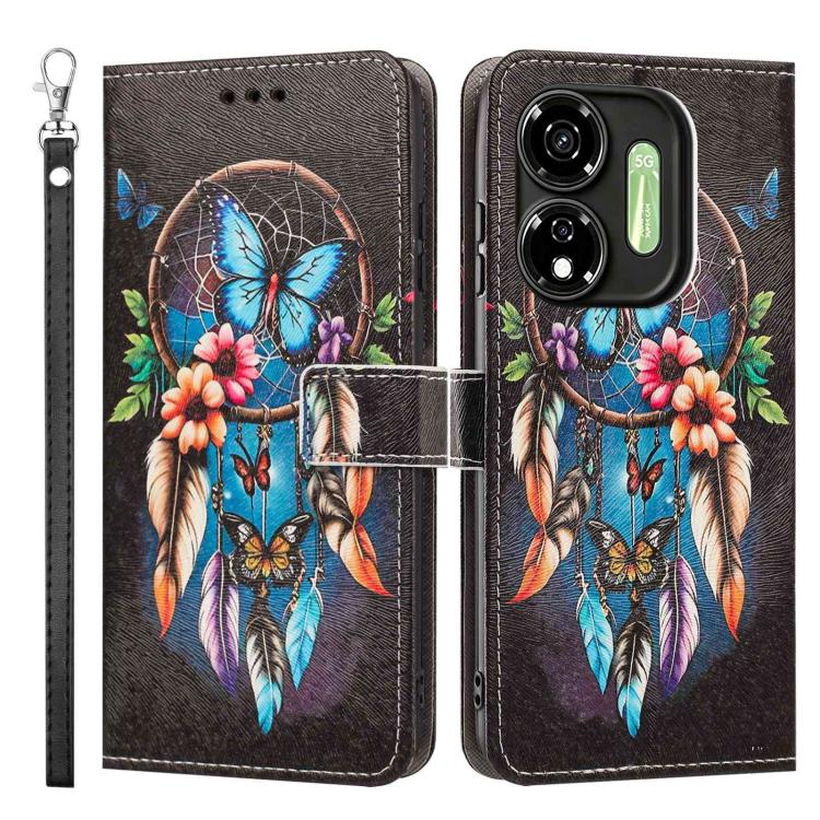 For itel P55 5G Painted Pattern Vegan Leather Phone Case with Strap
