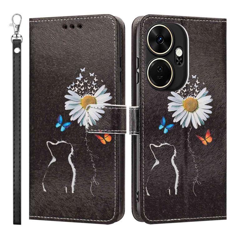 For itel P55+ Painted Pattern Vegan Leather Phone Case with Strap