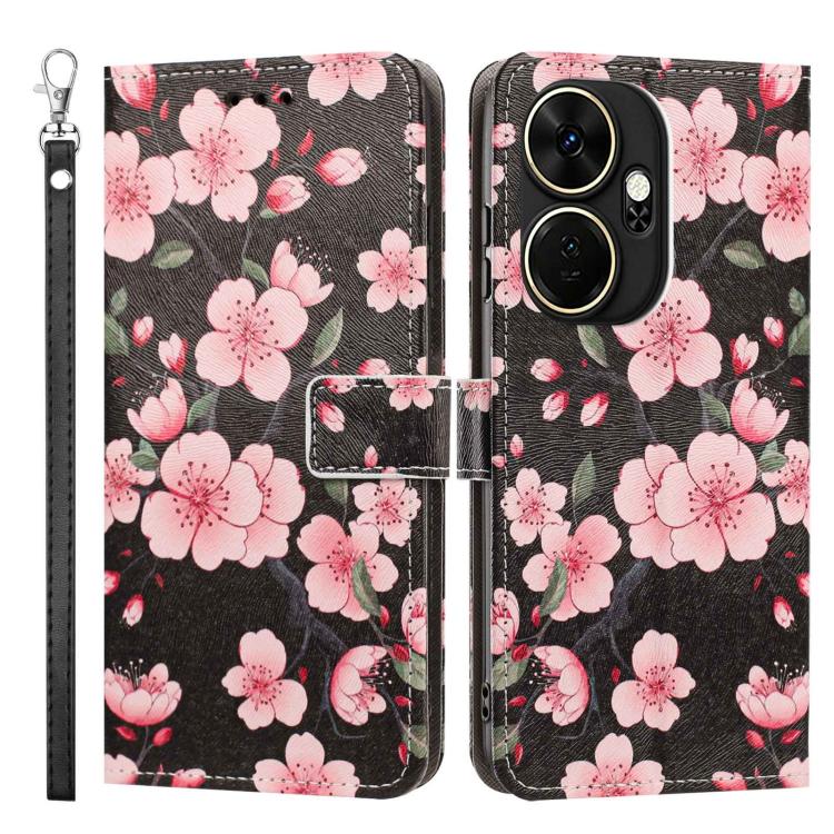 For itel P55+ Painted Pattern Vegan Leather Phone Case with Strap